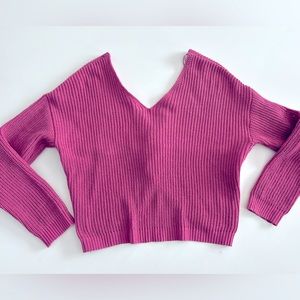 Crochet mauve/rose colored sweater.